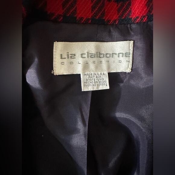 Vintage red and navy checked plaid double breasted blazer. 12 - Picture 11 of 16